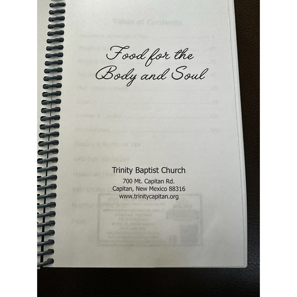 Food for the Body and Soul - Trinity Baptist Church Spiral Bound Cookbook